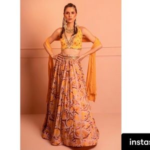 ❗️sold❗️Neha Khullar - multi color chiffon printed lehenga set